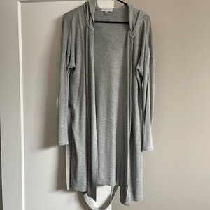 PJ Salvage Open-Front Hooded Cardigan in Light Gray